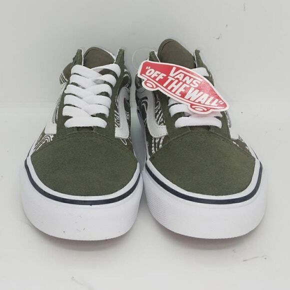 VANS Old Skool Womens NEW Green & White Paisley Skate Sneakers - sz. 5 - Picture 2 of 7